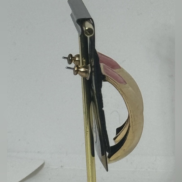 Vintage Gold & Pink Enamel Drop Earrings by Lilly’s - Classic & Elegant Design - Picture 5 of 8